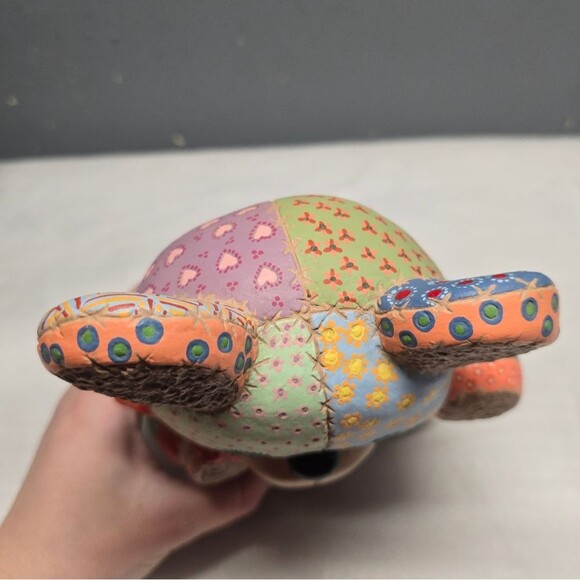 Pottery Patchwork Teddy Bear Figurine Nursery Baby Room Decor Vintage 80s Signed - Picture 5 of 8